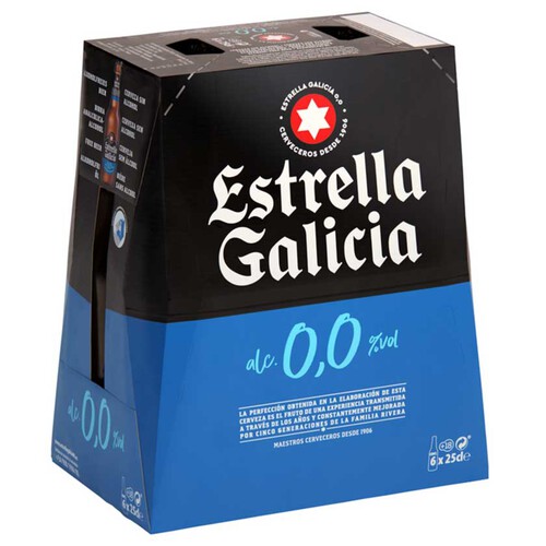 ESTRELLA GALICIA Cervesa 0,0% 6 x 25 cl en ampolla