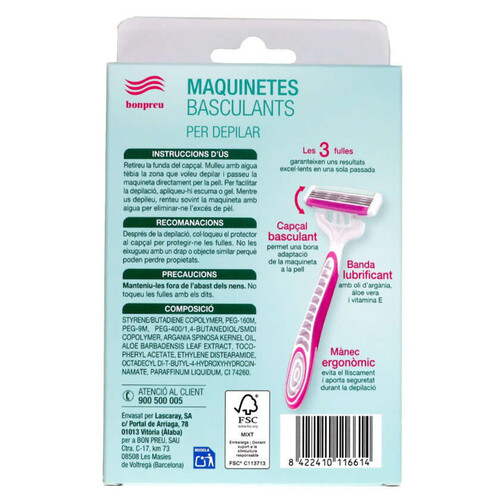 BONPREU Maquinetes basculants per depilar 3 fulles