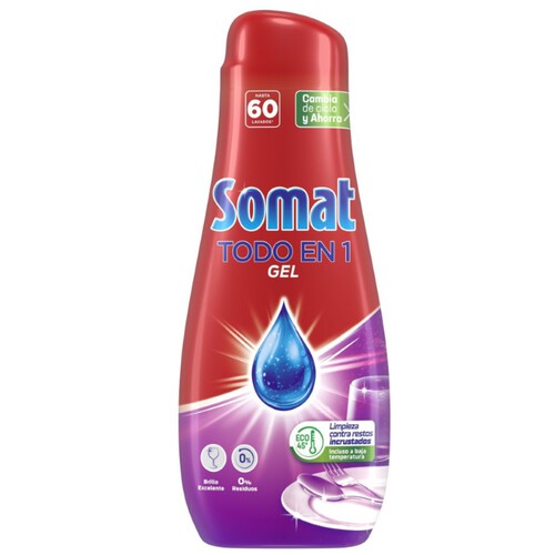 SOMAT Detergent rentavaixelles Tot en 1 gel en ampolla de 60 dosis