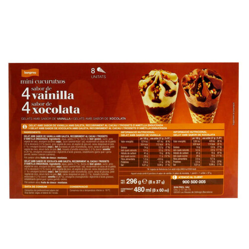 BONPREU Mini cucurutxos sabor de vainilla i sabor de xocolata