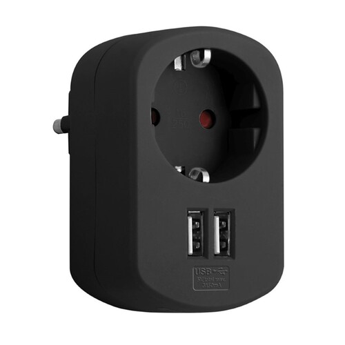 SIMON Adaptador 6A 250V + 2 USB