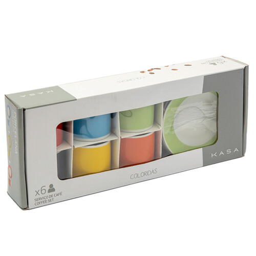 KASA Joc de 6 tasses de cafè de colors