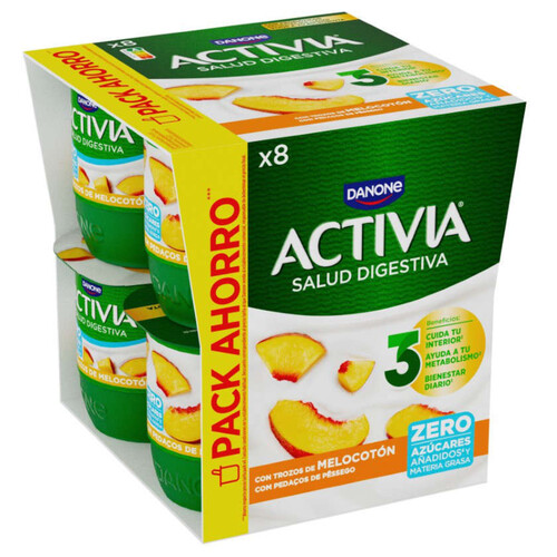 ACTIVIA Iogurt desnatat amb trossets de préssec 0%