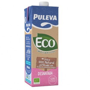 PULEVA Leche ecológica desnatada en cartón 1L