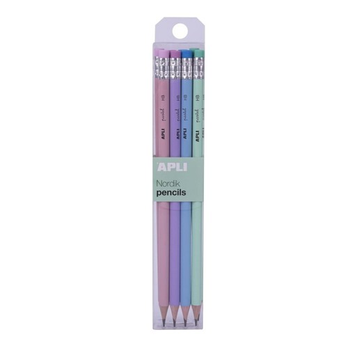 APLI Llapis grafit HB amb goma colors pastel