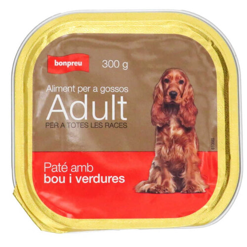 BONPREU Menjar en paté amb bou i verdures per a gos adult