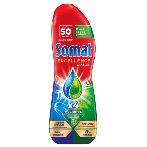 SOMAT Detergent rentavaixelles Excellence Duo Gel de 50 dosis