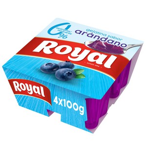 ROYAL Gelatina sabor arándanos 0% azúcares 4 x 0.1kg