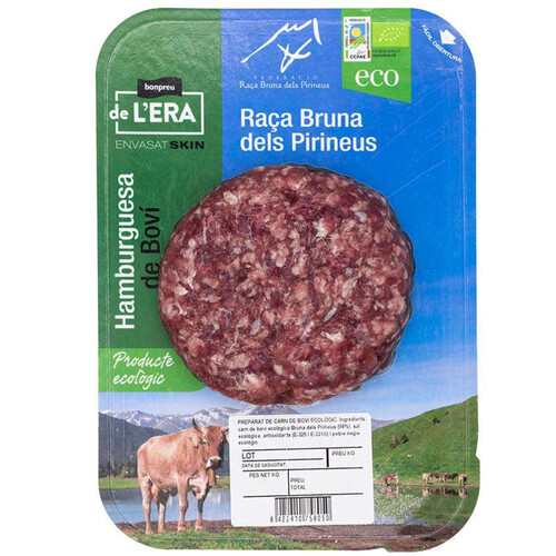 BONPREU DE L'ERA Hamburguesa de boví Raça Bruna dels Pirineus ecològica