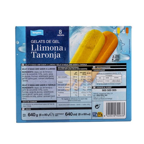 BONPREU Gelats de gel de llimona i taronja