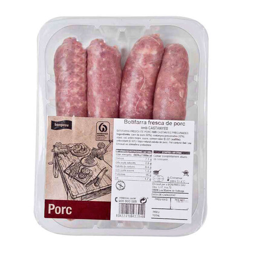 BONPREU Botifarra de porc amb castanyes