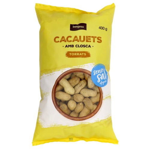 BONPREU Cacauets amb closca torrats sense sal afegida