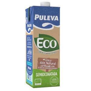 PULEVA Leche ecológica semidesnatada en cartón 1L