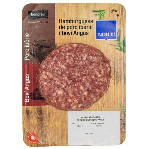 BONPREU Hamburguesa black angus i porc iberic