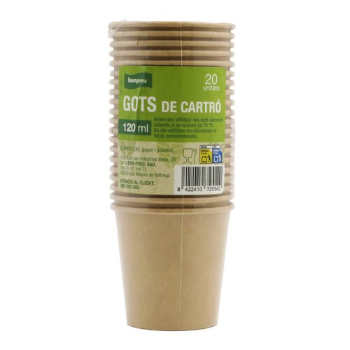 BONPREU Gots de cartró de 120 ml