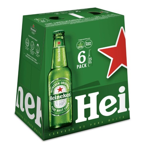 HEINEKEN Cervesa holandesa suau 6 x 25 cl en ampolla