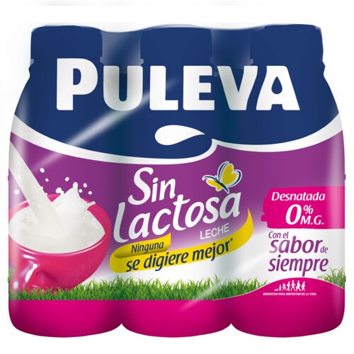 PULEVA Llet desnatada sense lactosa 6x1L en ampolla