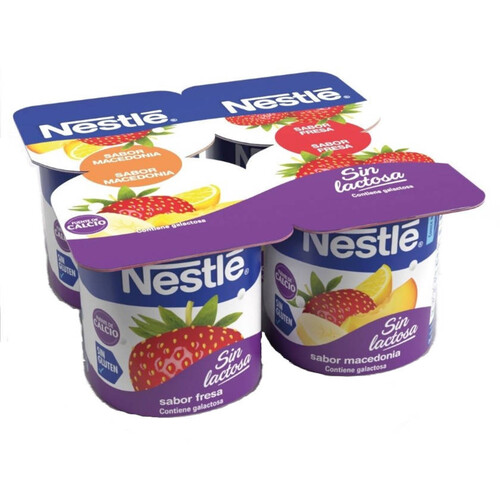 NESTLÉ Iogurt sense lactosa amb gust de maduixa i macedònia