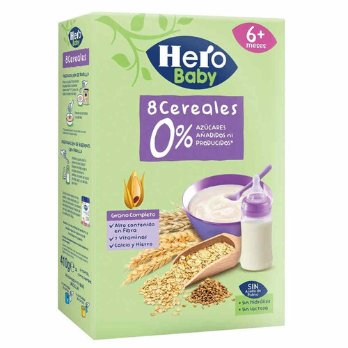 HERO BABY Farinetes de 8 cereals 0% sucres afegits