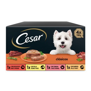 CESAR Comida clásicos selección para perro 4 x 1 por envase